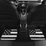 Monochrome Grunge American Flag Print Front and Back Car Floor Mats