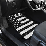 Monochrome Grunge American Flag Print Front and Back Car Floor Mats