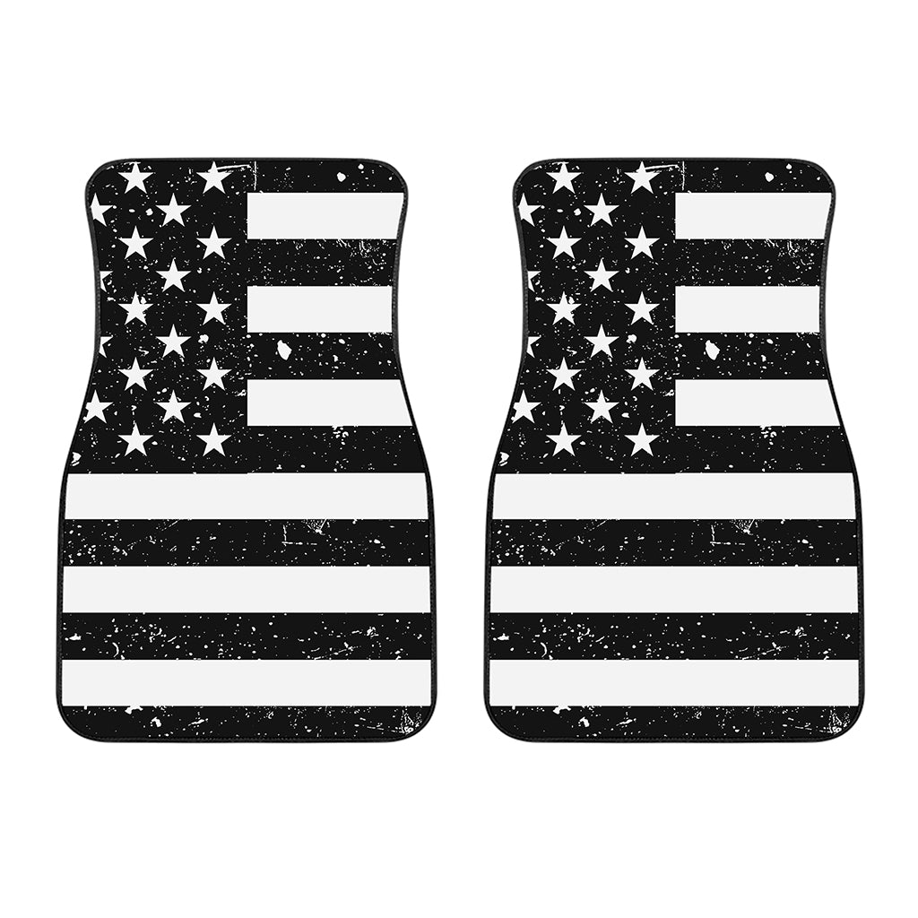Monochrome Grunge American Flag Print Front Car Floor Mats