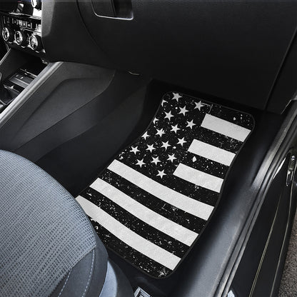 Monochrome Grunge American Flag Print Front Car Floor Mats