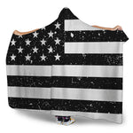 Monochrome Grunge American Flag Print Hooded Blanket