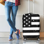 Monochrome Grunge American Flag Print Luggage Cover
