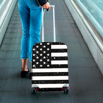 Monochrome Grunge American Flag Print Luggage Cover