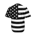 Monochrome Grunge American Flag Print Men's Baseball Jersey