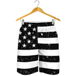 Monochrome Grunge American Flag Print Men's Shorts