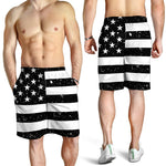 Monochrome Grunge American Flag Print Men's Shorts