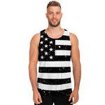 Monochrome Grunge American Flag Print Men's Tank Top