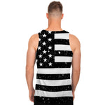 Monochrome Grunge American Flag Print Men's Tank Top