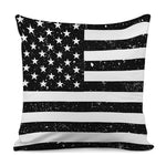 Monochrome Grunge American Flag Print Pillow Cover