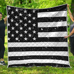 Monochrome Grunge American Flag Print Quilt