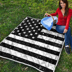 Monochrome Grunge American Flag Print Quilt
