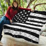 Monochrome Grunge American Flag Print Quilt