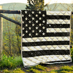 Monochrome Grunge American Flag Print Quilt