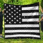 Monochrome Grunge American Flag Print Quilt