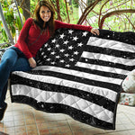 Monochrome Grunge American Flag Print Quilt