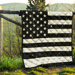 Monochrome Grunge American Flag Print Quilt