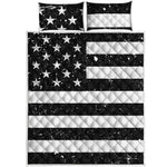 Monochrome Grunge American Flag Print Quilt Bed Set