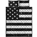 Monochrome Grunge American Flag Print Quilt Bed Set