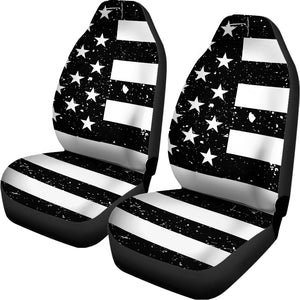 Monochrome Grunge American Flag Print Universal Fit Car Seat Covers