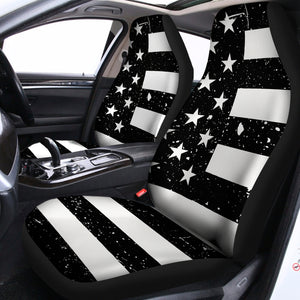 Monochrome Grunge American Flag Print Universal Fit Car Seat Covers