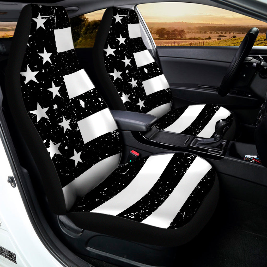 Monochrome Grunge American Flag Print Universal Fit Car Seat Covers