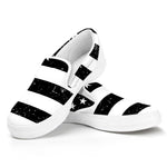 Monochrome Grunge American Flag Print White Slip On Shoes