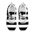 Monochrome Grunge American Flag Print White Sneakers