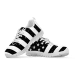 Monochrome Grunge American Flag Print White Sneakers