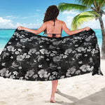 Monochrome Hawaiian Floral Print Beach Sarong Wrap