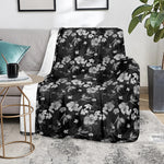 Monochrome Hawaiian Floral Print Blanket