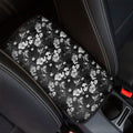 Monochrome Hawaiian Floral Print Car Center Console Cover