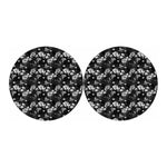 Monochrome Hawaiian Floral Print Car Coasters