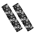 Monochrome Hawaiian Floral Print Car Seat Belt Covers