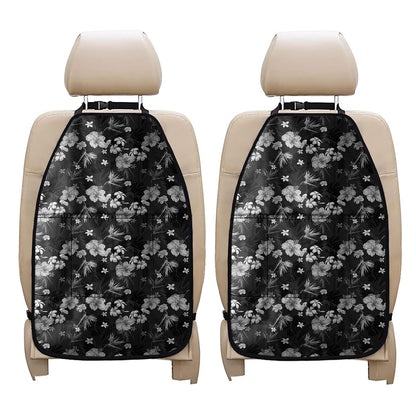 Monochrome Hawaiian Floral Print Car Seat Organizers