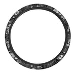 Monochrome Hawaiian Floral Print Car Steering Wheel Cover