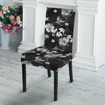 Monochrome Hawaiian Floral Print Dining Chair Slipcover