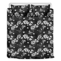 Monochrome Hawaiian Floral Print Duvet Cover Bedding Set