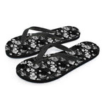Monochrome Hawaiian Floral Print Flip Flops