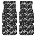 Monochrome Hawaiian Floral Print Front and Back Car Floor Mats