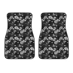 Monochrome Hawaiian Floral Print Front Car Floor Mats