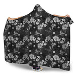 Monochrome Hawaiian Floral Print Hooded Blanket