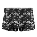 Monochrome Hawaiian Floral Print Men's Boxer Briefs