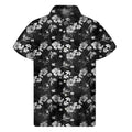 Monochrome Hawaiian Floral Print Men's Short Sleeve Shirt