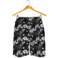 Monochrome Hawaiian Floral Print Men's Shorts