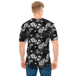 Monochrome Hawaiian Floral Print Men's T-Shirt
