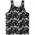 Monochrome Hawaiian Floral Print Men's Tank Top