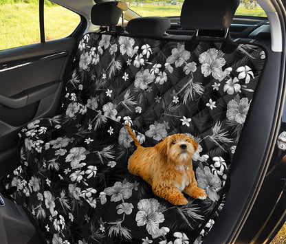 Monochrome Hawaiian Floral Print Pet Car Back Seat Cover