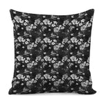 Monochrome Hawaiian Floral Print Pillow Cover