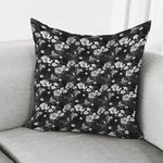 Monochrome Hawaiian Floral Print Pillow Cover