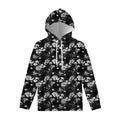 Monochrome Hawaiian Floral Print Pullover Hoodie